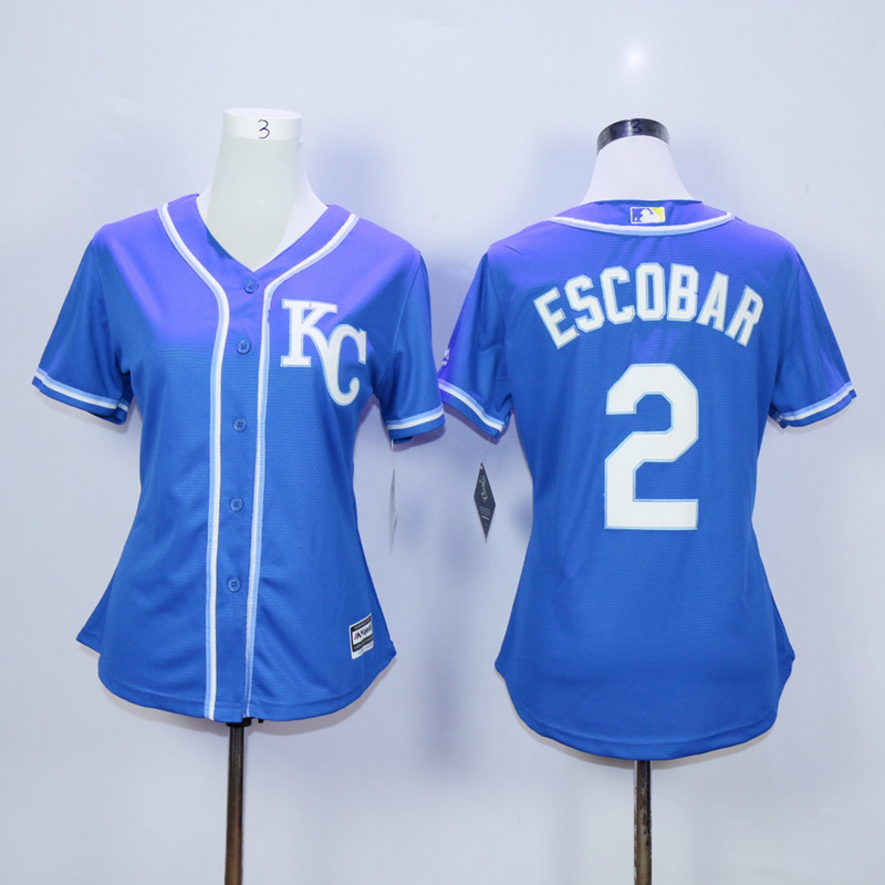 Women Kansas City Royals #2 Eacobar Blue MLB Jerseys